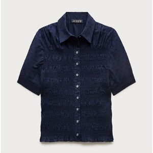 J. Crew Smocked button-up short-sleeve shirt in NavyNWT Size Medium